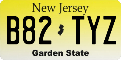 NJ license plate B82TYZ