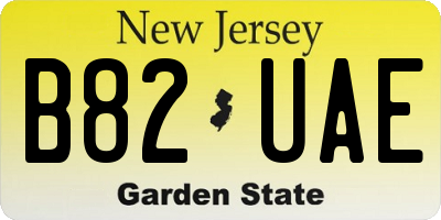 NJ license plate B82UAE