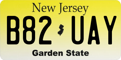 NJ license plate B82UAY