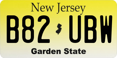 NJ license plate B82UBW