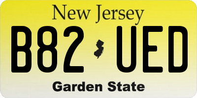 NJ license plate B82UED