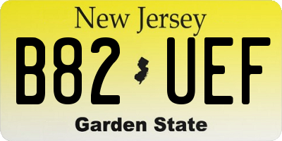 NJ license plate B82UEF