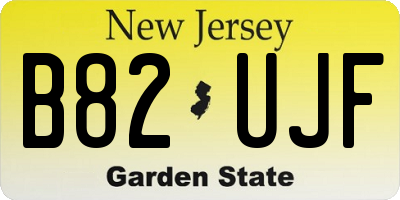 NJ license plate B82UJF