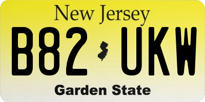 NJ license plate B82UKW