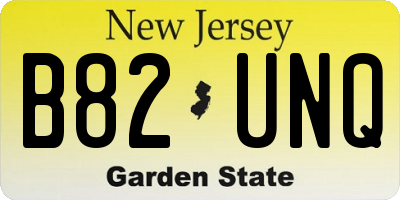 NJ license plate B82UNQ