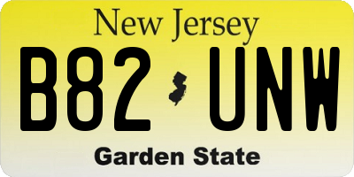 NJ license plate B82UNW