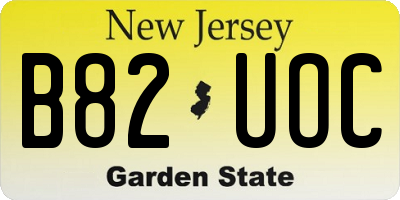 NJ license plate B82UOC