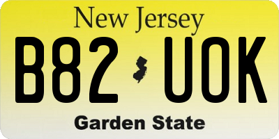NJ license plate B82UOK