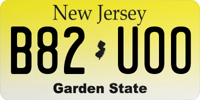NJ license plate B82UOO