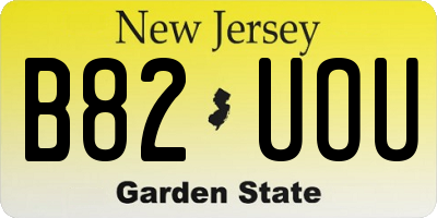 NJ license plate B82UOU