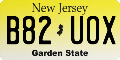 NJ license plate B82UOX