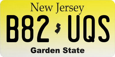 NJ license plate B82UQS