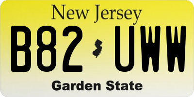 NJ license plate B82UWW