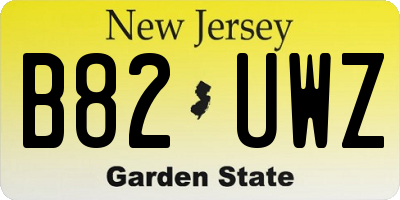 NJ license plate B82UWZ