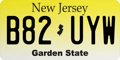 NJ license plate B82UYW