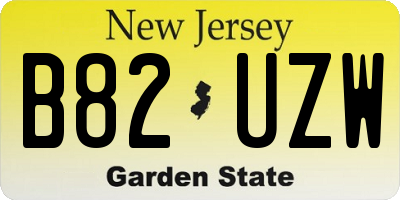 NJ license plate B82UZW