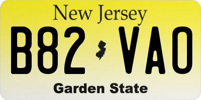 NJ license plate B82VAO