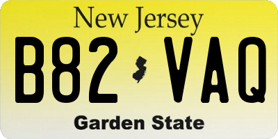 NJ license plate B82VAQ