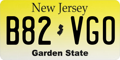 NJ license plate B82VGO