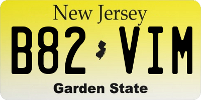 NJ license plate B82VIM