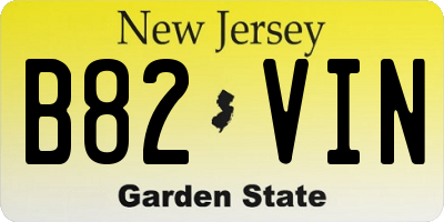 NJ license plate B82VIN
