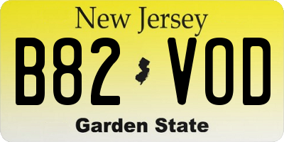 NJ license plate B82VOD