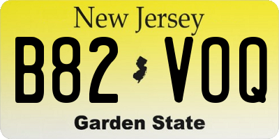 NJ license plate B82VOQ