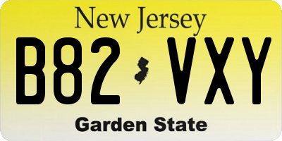 NJ license plate B82VXY