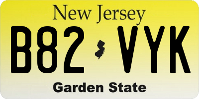 NJ license plate B82VYK