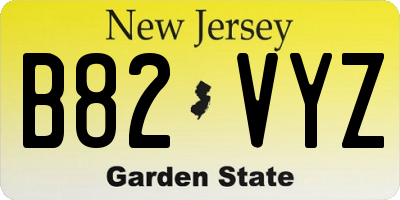 NJ license plate B82VYZ