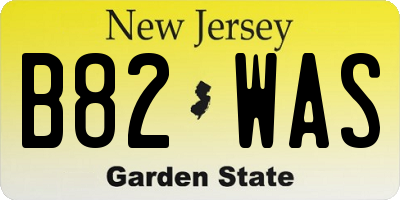 NJ license plate B82WAS
