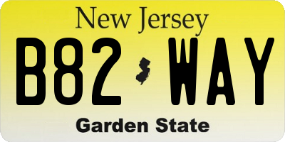 NJ license plate B82WAY