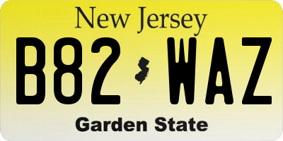 NJ license plate B82WAZ