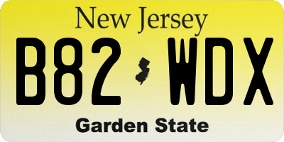 NJ license plate B82WDX