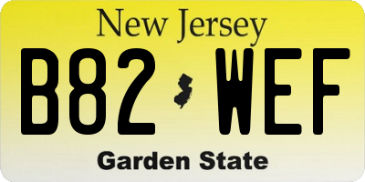 NJ license plate B82WEF