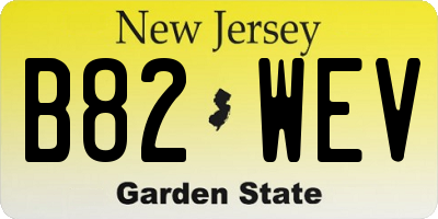 NJ license plate B82WEV