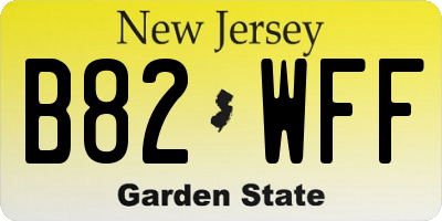 NJ license plate B82WFF