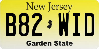 NJ license plate B82WID