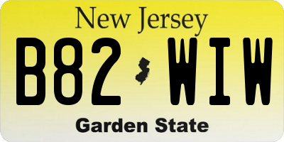 NJ license plate B82WIW