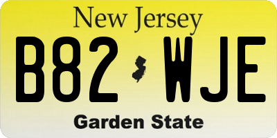 NJ license plate B82WJE