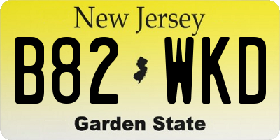 NJ license plate B82WKD