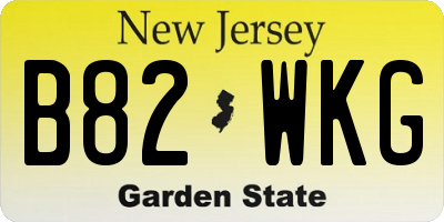 NJ license plate B82WKG