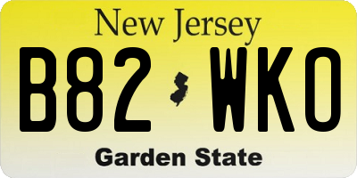 NJ license plate B82WKO