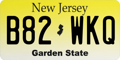 NJ license plate B82WKQ