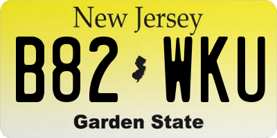 NJ license plate B82WKU
