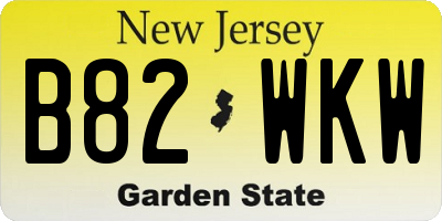 NJ license plate B82WKW