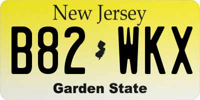 NJ license plate B82WKX