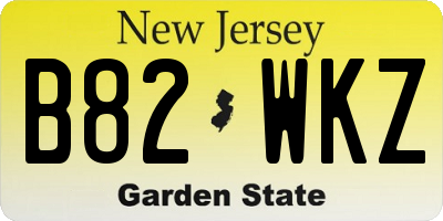 NJ license plate B82WKZ
