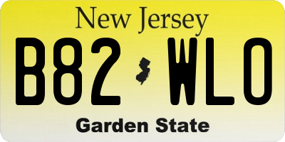 NJ license plate B82WLO