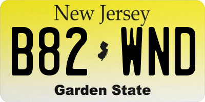 NJ license plate B82WND